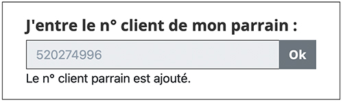 Message de confirmation Parrainage ajouté