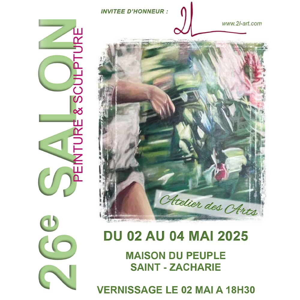 Affiche du 26e Salon de peinture et sculpture de Saint-Zacharie avec les œuvres de Pierre Bellot, mai 2025