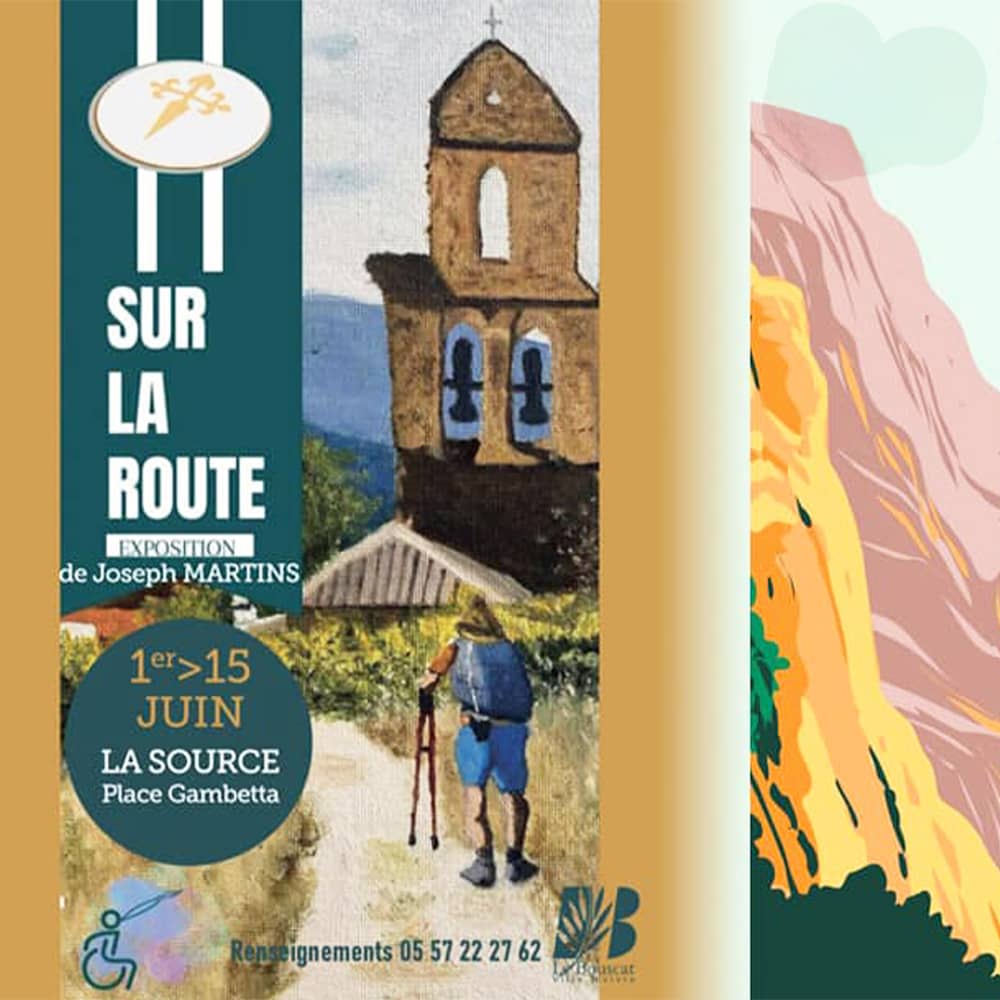 Affiche de l’exposition « Sur la route » de Joseph Martins au Bouscat, juin 2024