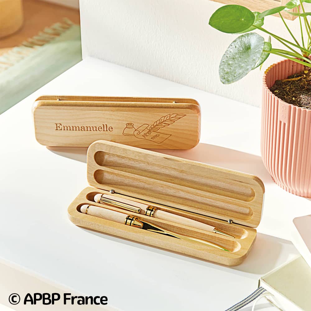 Coffret stylo et ouvre-lettre en bois – idées cadeaux de rentrée pour enseignants