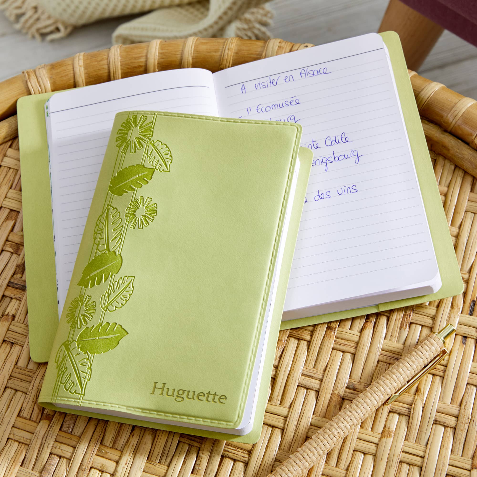 Carnet de notes anis personnalisable, couverture élégante avec motif floral, parfait pour les enseignants