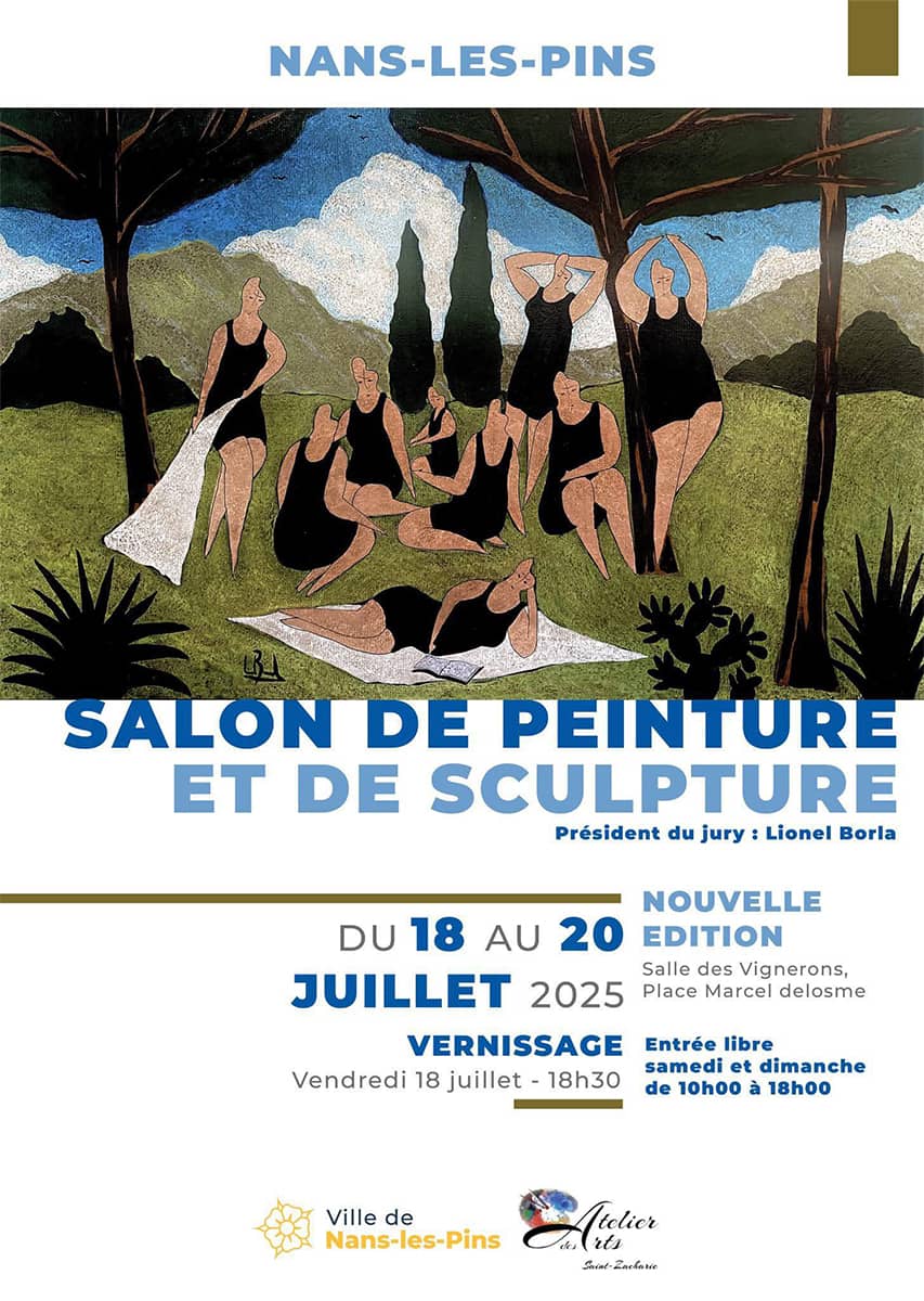 Affiche du Salon de Peinture et de Sculpture de Nans-les-Pins, 18–20 juillet 2025