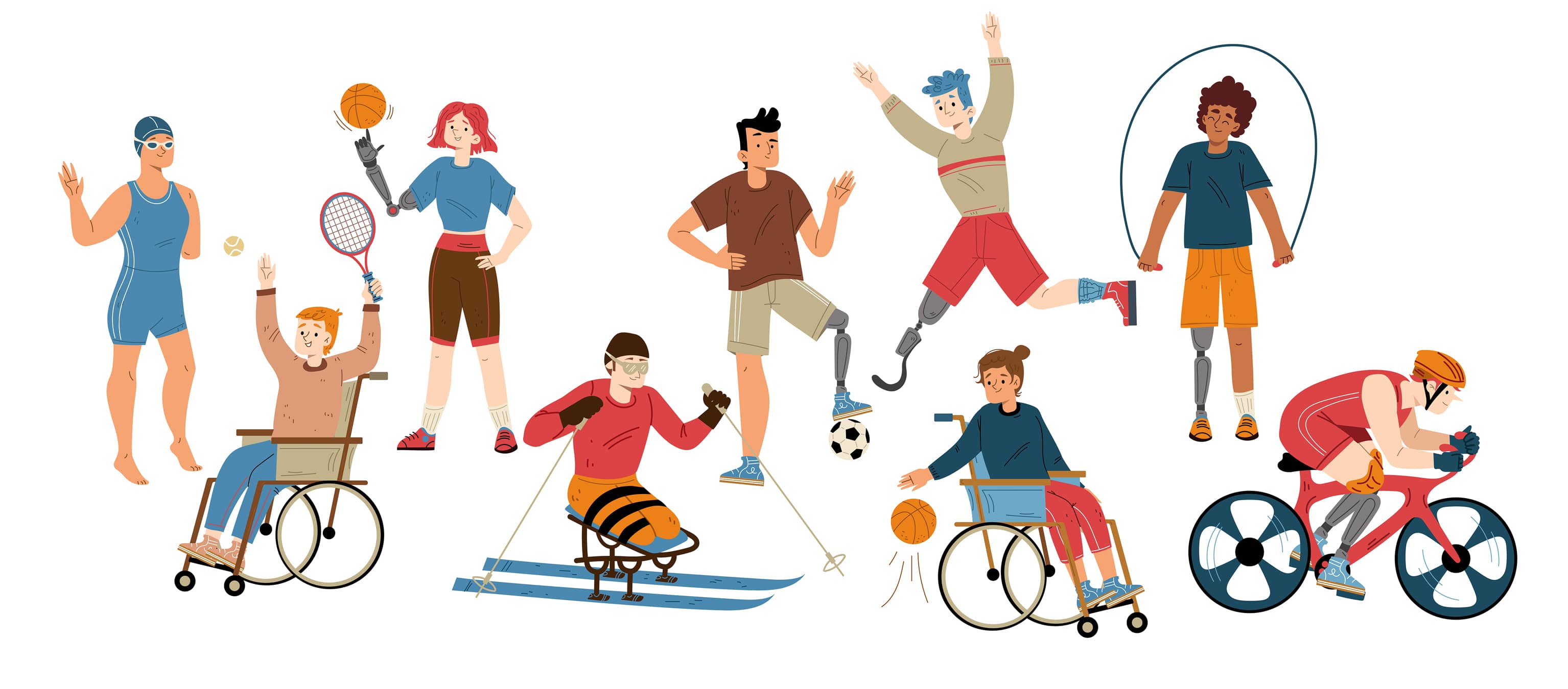 Personnes en situation de handicap pratiquant différents sports adaptés