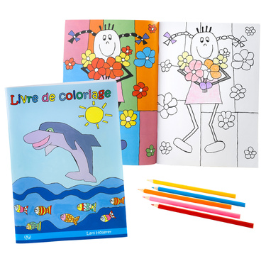 Livre de coloriage enfant et 12 crayons 