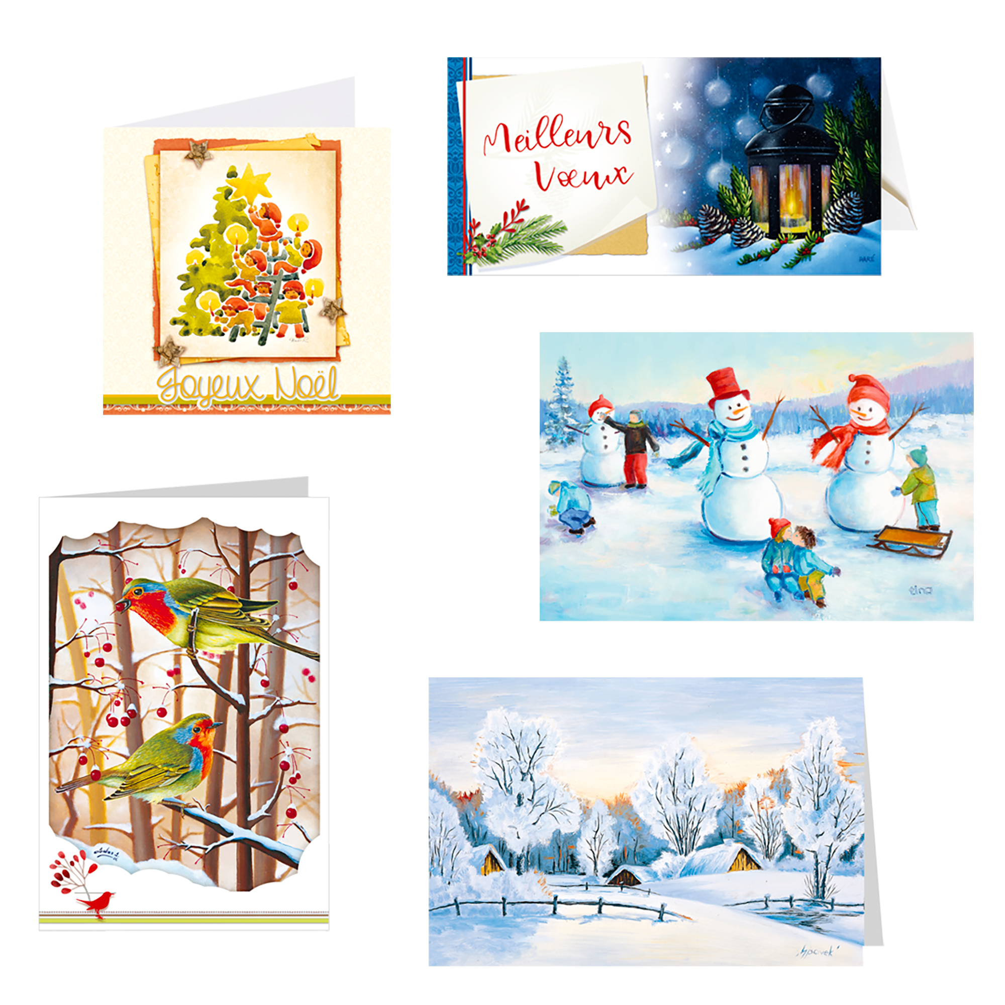 Lot de 6 cartes de vœux avec enveloppe belle année