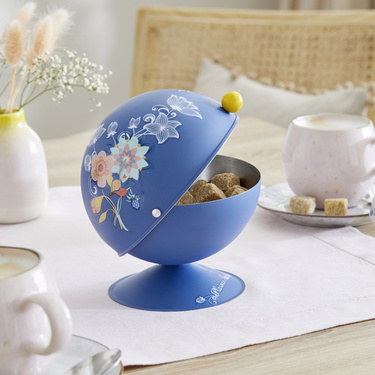 Boule à sucre bleue et fleurie 