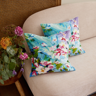 Housse de coussin fleurie, lot de 2 