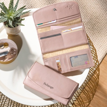 Portefeuille compagnon en cuir rose 