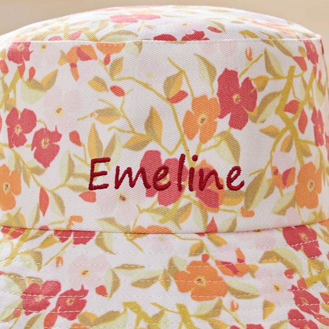 Chapeau D'été Fille En Coton à Fleurs Orange, Jaune, Bleu - Petite Taille, Occasion Comme Neuf