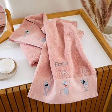 Serviette invité rose, lot de 3 