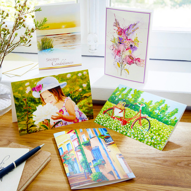 Carte thème printanier, lot de 5 