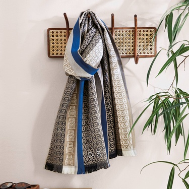 Écharpe raffinée homme bleu et gris 