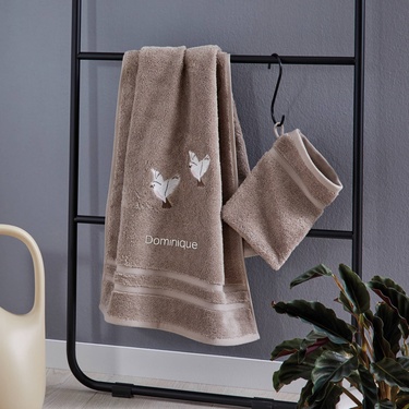 Serviette et gant taupe 