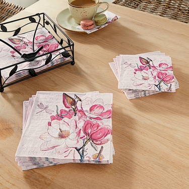 Serviettes lunch et cocktail Magnolia, lot de 40