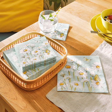 Serviettes cocktail et lunch Pâquerettes, lot de 40