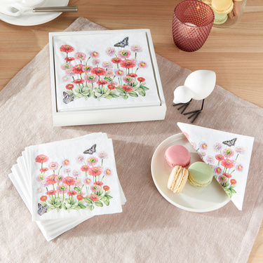 Serviettes cocktail et lunch Pomponnettes, lot de 40