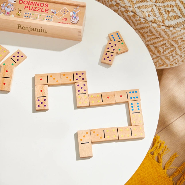 Colcolo – 36 Dominos En Bois – Thèmes Animaux Et Fruits – Éducatif – Dès 3 Ans – Motricité Et Mémoire – Cadeau Montessori