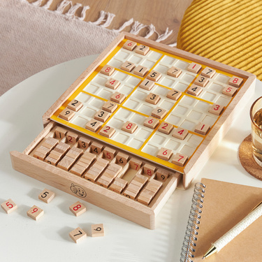 Jeu de sudoku en bois avec tiroir