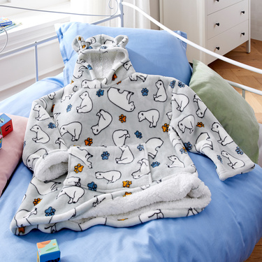 Sweat plaid polaire à capuche enfant 