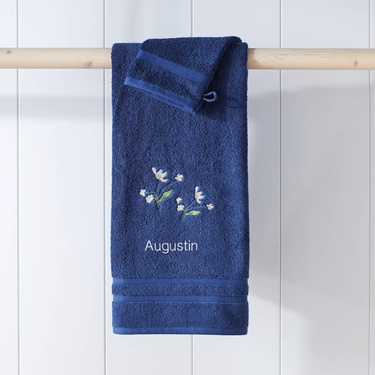 Serviette et gant bleus 