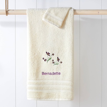 Drap de bain et gant écrus 