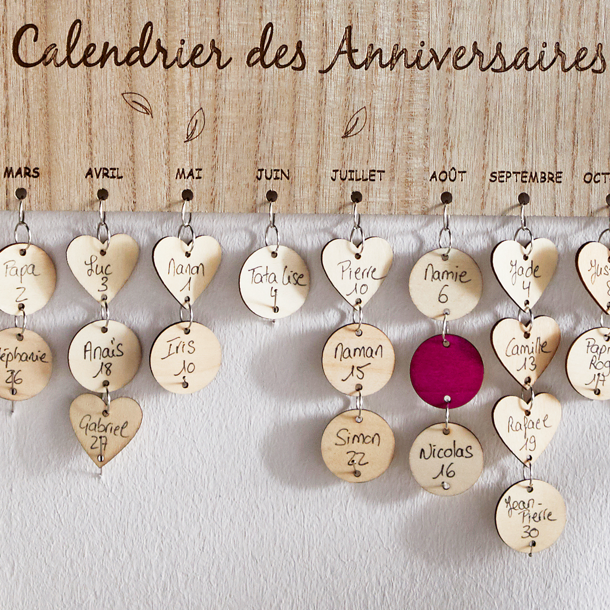 Kit calendrier des anniversaires en bois - APBP : Kit calendrier