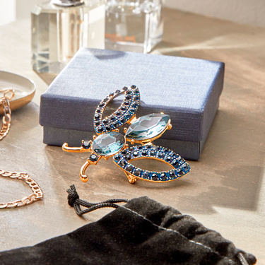 Broche abeille pour femme bleue 