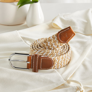 Ceinture tressée extensible beige