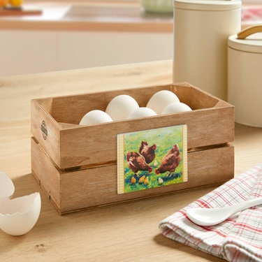 Boîte à œufs en bois de pin, avec 6 compartiments
